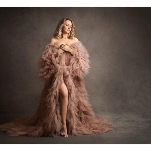 Bridal Photo Shoot Pregnancy Soft Tulle Maternity Dress Props Puffy Prom Gowns Photography Costume Party Wear Bathrobe