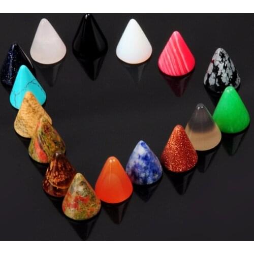 Druzy 12pcs Cute Cone Point Shape Healing Chakra DIY Charm Beads Natural Stone Druzy Crystal Stone Random Color Cabochon 10*12mm