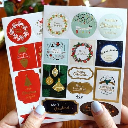 2Pcs/lot Christmas Decoration Gift Paper Stickers DIY Gift Tags Labels For New Year Presents Scrapbooking Post Crafts