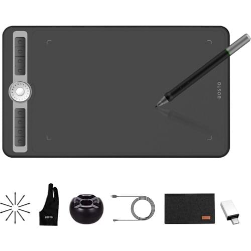 T1060 10 x 6 Inch Digital Art Graphic Drawing Tablet with Battery-free Stylus 10 Pen Nibs 8192 Levels Pressure 8 Express Keys