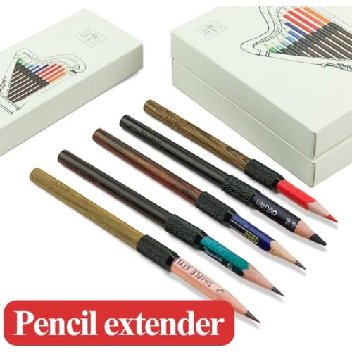 Adjustable Single Head Wooden Pencil Extender Holder 1/3/5pcs High-quality Mahogany Sketch Extension Penholder Rotary Detachable