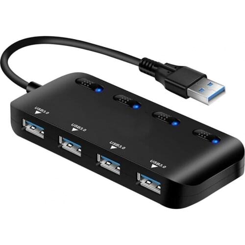 With Indicator Light Useful 4 Ports Stable Output USB3.0 Splitter Cable Hub Portable Docking Station 4 Ports for Phone