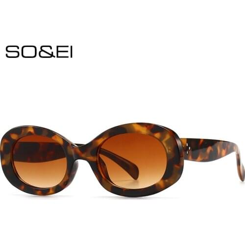 SO&EI Retro Oval Sunglasses Women Fashion Brand Designer Nails Eyewear Men Trending Gradient Sun Glasses Shades UV400