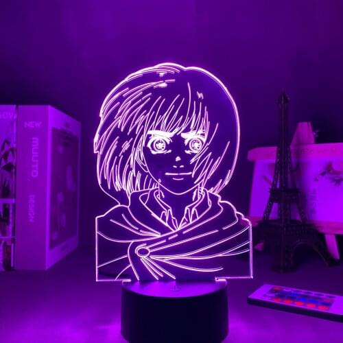 Led Panel Lights Anime Figure Attack on Titan Manga Armin Arlert 3D Lamp Valentines Day Gift Room Decoration Night Lights