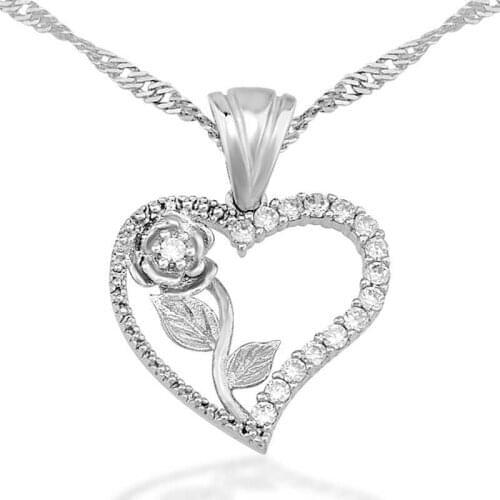 Tevuli 925 Sterling Silver in My Heart Rose Lady Necklace