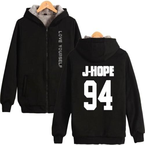 Kpop Bangtan Boys Thick Hoodie Sweatshirts With Zipper Winter Warm Jimin SUGA J-hope V RM Thickened Hoodies Zip-Up Coats