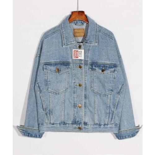 Vintage Blue Denim Jacket Women Outerwear Korean Loose Long sleeve Short Jeans Jackets Female Chaqueta Mujer Casual Denim Coat
