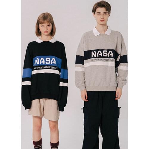 YUPINCIAGA Women Retro Long Sleeve Hit Color splice pullover ulzzang spring trend couple loose Letter print Harajuku Sweatshirts