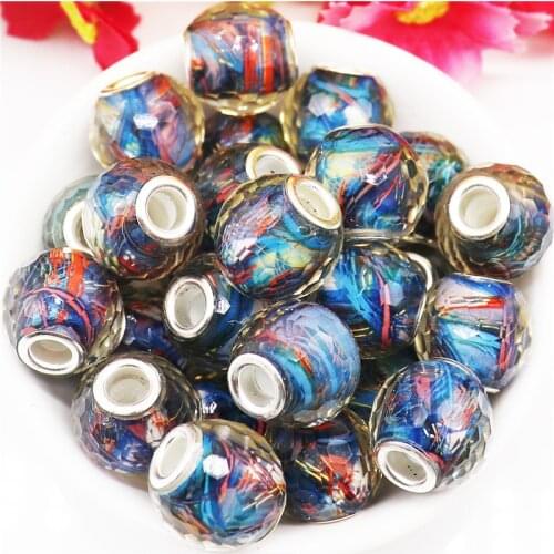 10Pcs 18mm Big Round Rondelle Large Hole Facted Resin Acrylic Beads Charms Fit Pandora Bracelet Hair Beads Snake Chain Jewelry