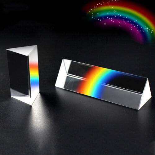 3x3x10cm Triangular Prism K9 Optical Prisms Glass Physics Teaching Refracted Light Spectrum Rainbow Children Students Present