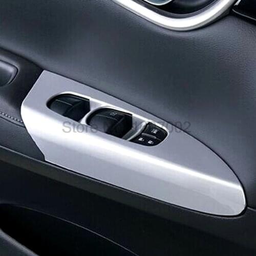 For Nissan Sylphy/Sentra 2016 4pcs Chrome Car Interior Door Armrest Cover Window Lifter Button Molding Trim Bezel Protectors