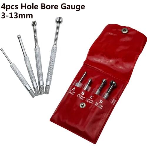 4pcs New Small Hole Bore Gauge Telescopic Full Ball Type Gauge Gage Set 3-13mm