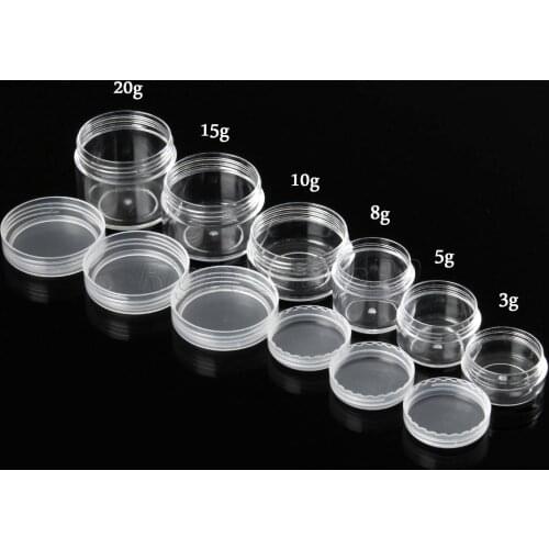 5pcs 3g 5g 8g 10g 15g 20g Portable Plastic Cosmetic Empty Jars Clear Bottles Eyeshadow Makeup Cream Lip Balm Container Pots
