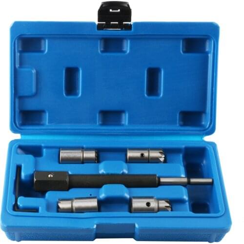 5Pcs Auto Diesel Injector Seat Cutter Remover Removal Tool Diesel Fuel Injector Seat Cleaning Kit Diesel Nozzle Reamer Car Main
