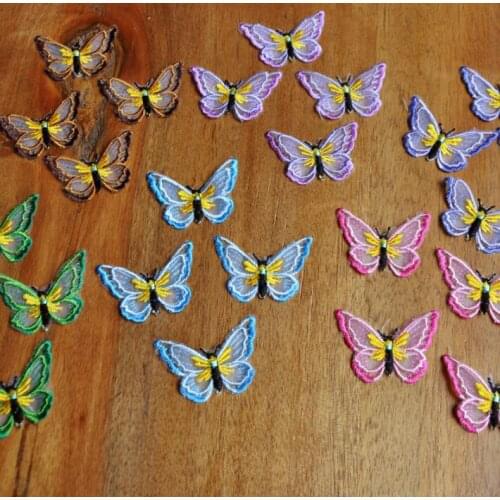 5 Pieces Multicolor Butterfly Lace Applique Polyester 2 Layers Lace Trim For Garment Accessories Decoration Sew On Lace Fabric