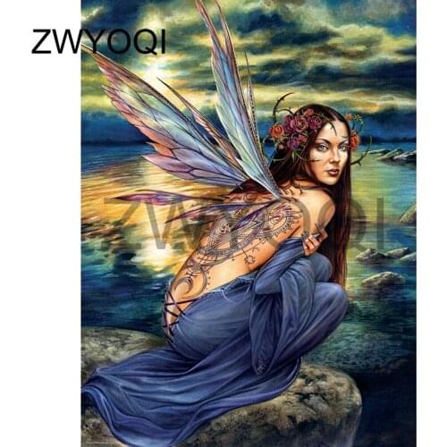 5D DIY Diamond painting Cross stitch Full Round Diamond embroidery girl wing Full Square Diamond mosaic fairy girl wing wreath