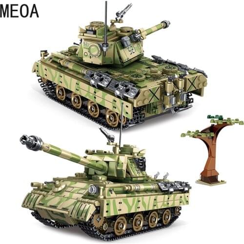858pcs WW2 Military Leopard 2 Main Battle Tank Building Blocks Army Soldier City Bricks Toys Gifts For Children Kids