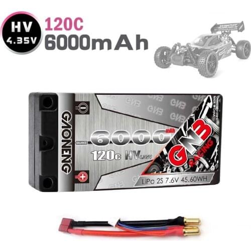 Gaoneng HV Lipo Battery GNB 2S 7.6V 6000mAh120C/240C WIth T Plug Hard Case Lipo Battery For RC Racing Car Boat Parts Accessories