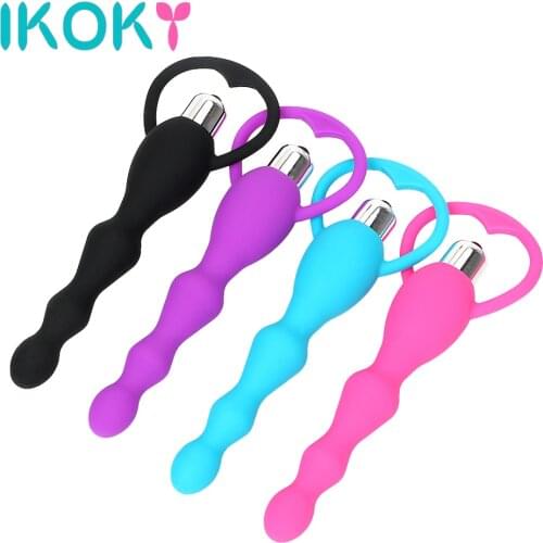 IKOKY Anal Beads Vibrator Prostate Massage Adult Products Butt Plug Sex Toys for Men Women Gay Silicone Anal Plug Sex Shop