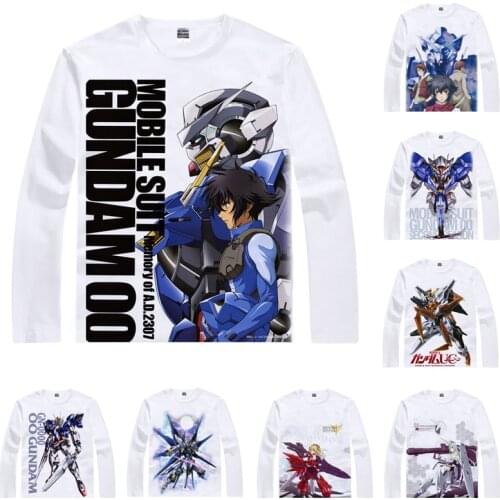 Coolprint Anime Shirt Mobile Suit Gundam Unicorn T-Shirts Long Sleeve Giant Robots First Gundam Cosplay Motivs Kawaii Shirts