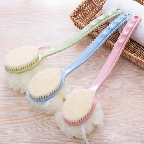 Dual Purpose Long-Handle Bath Brush Bath Flower Body Care Back-Massage Tool