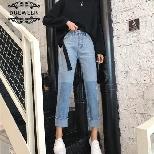 Pants Womens Jeans Women Ankle-Length Trousers All-match Trendy Korean Style Mixed Color Loose Simple Lovely Leisure Chic