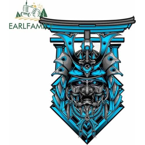 EARLFAMILY 13cm x 9.9cm for Samurai Mask Blue Car Stickers and Decals Laptop Door JDM RV Trunk Bumper Vinyl Car Assessoires
