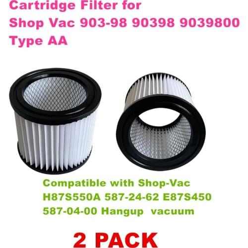 2 PACK 90398 filter for shop vac 903-98 90398 9039800 Type AA fits Shop Vac VACUUM CLEANER HEPA FILTER
