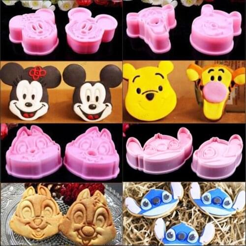 2pcs Disney Cookie Cutters Mickey Mouse Winnie The Pooh Tigger Stitch Squirrel Party Cookie Mold Kitchen Baking Tools