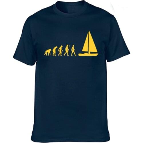 Fashion Evolution Sail Boat T-shirt Men Summer Style Cotton Short Sleeve T Shirt Funny Tee Mans Tops Clothing XS-3XL