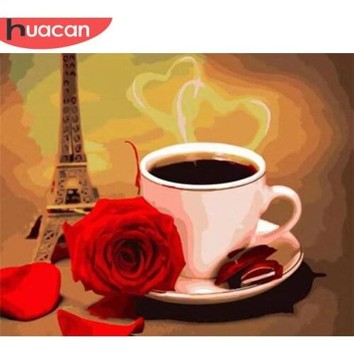 HUACAN Paint By Number Coffee DIY Pictures By Numbers Flower Kits Drawing On Canvas Hand Painted Painting Art Gift Home Decor