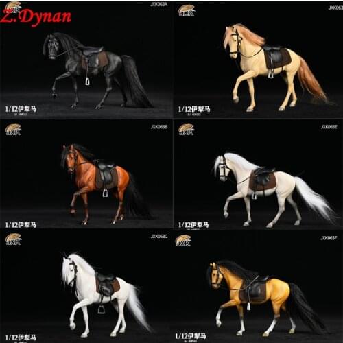 JXK JXK063 1:12 Scale Yili Horse with Leather Harness Animal Stature Model Scene Accessories Props for 6'' Action Figure Body