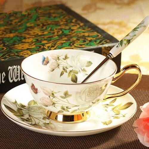 Ceramic Rose Mug Black Tea Ceramic Coffee Cup Set Advanced Porcelain Drinkware For Coffee Mugs