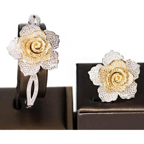 LAN PALACE Simple style luxury copper alloy 5A cubic zirconia cubic zirconia jewelry set necklace bangle ring set free shipping