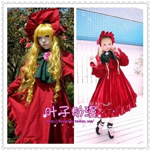 Rozen maiden Red Gothic Lolita Shinku cosplay costume Dress custom 11