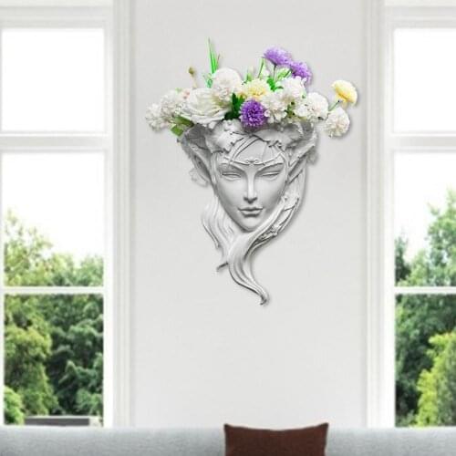 Creative Angel Head Statue Wall-mounted Flowerpot Pot Vase Plant Pot Resin Crafts For Hotels Offices Homes Porches Living Room