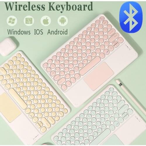 Round Keycap Bluetooth Keyboard for IPad Teclado Keypad for Xiaomi Samsung Huawei Tablet Wireless Keyboard with Touchpad 5 color