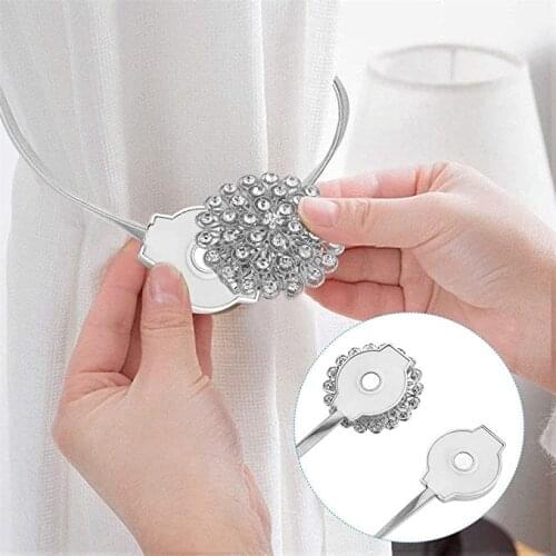 1 PCS Crystal Curtain Straps Rhinestones Magnet Tieback Magnetic Curtains Buckle Punch Free Curtian Holder Straps Accessories 25