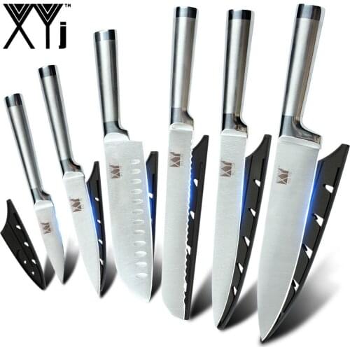 XYj Japanese Stainless Steel Kitchen Knives Set Fruit Paring Utility Santoku Chef Slicing Bread Kitchen Knife Set Accessories