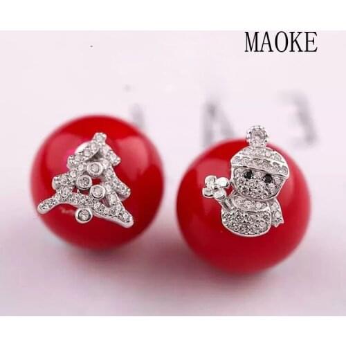 Promotion S925 Sterling SV Snowman Christmas Old Man Crutches Stud Earrings Fashion Jewelry for Womens Fashion Gifts