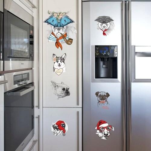 Tobacco pipe dogs wall sticker funny window wardrobe refrigerator decoration for kids room home decor cartoon animal sticker