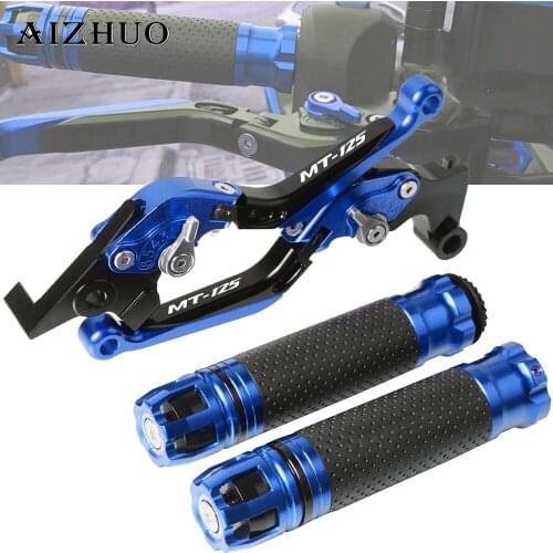 Motorcycle Brake Clutch Lever Extendable+Handle Grips Handlebar For YAMAHA MT125 MT 125 MT-125 2014 2015 2016 2017 2018