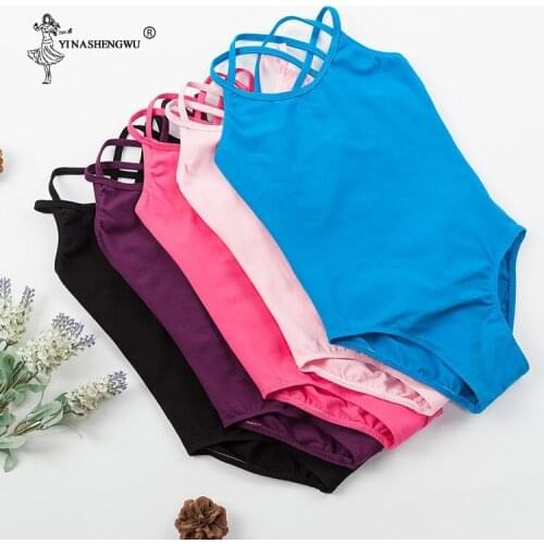 Girls' Classics Double Strap Camisole Leotard Cross Back Gymnastic Ballet Suit Athletic Sports Tank Tops Ballet Practice Clothes
