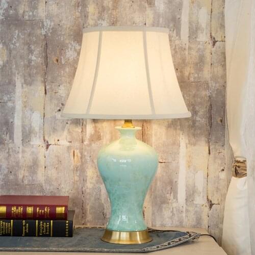 China Antique Living Room Study Retro Vintage Table Lamp Porcelain Ceramic Table Lamp wedding decoration green table lamp