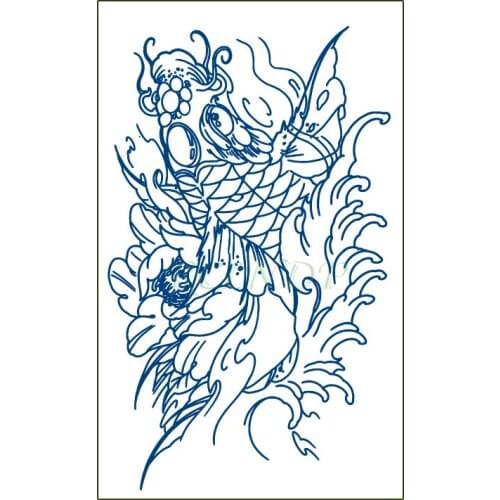 Waterproof Temporary Juice Tattoo Sticker Fish Lasting Tattoos Flash Tatoo Fake Tatto Body Art for Men Women