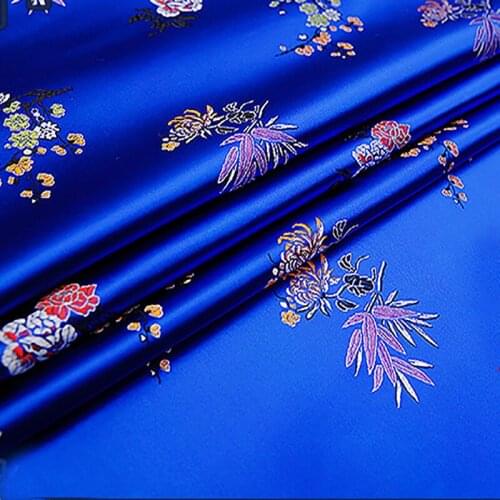 Blue Metallic Jacquard Brocade Fabric, silk nylon 3D jacquard fabric for Coat Dress table cloth decorative home tissue
