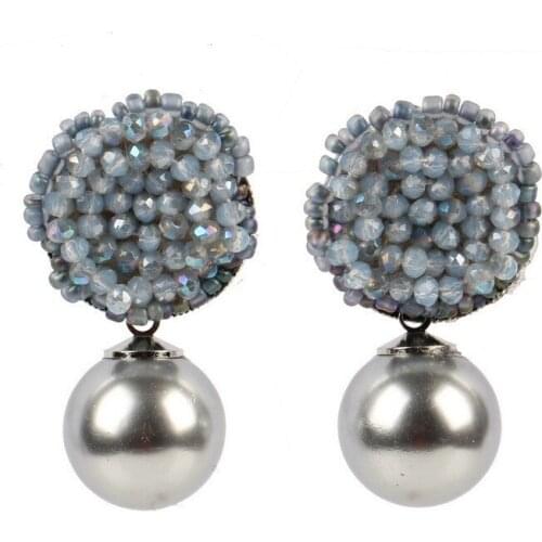 Chunky Crystal Bead Simulated Pearl Pendant Drop Earrings for Women Florate Brand Acrylic Ball Metal Statement Dangle Earrings