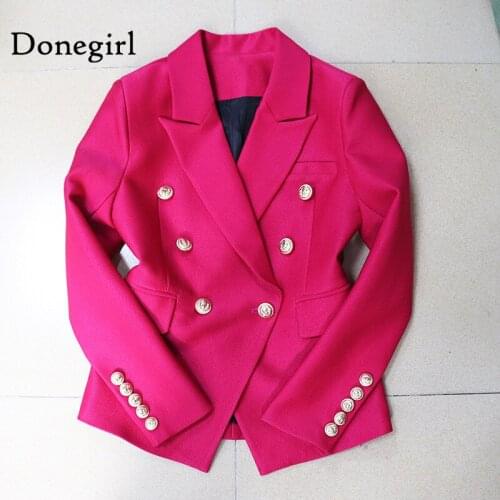 New European Runway Classic Designer Jacket Double Breasted Buttons Rose Red Blazers Office Lady Blazer Coat 2021Outwear Top