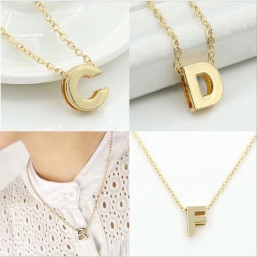 26 A-Z Letter Pendant Necklace Minimalist Gold Color Name Initial Necklace For Women Alphabet Neckless Simple Clavicular Chain