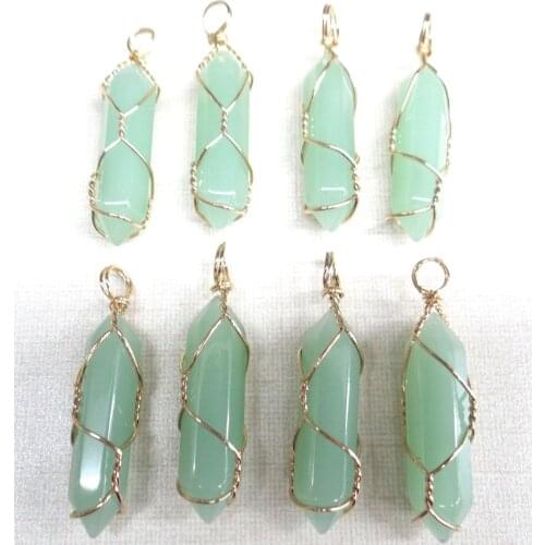 12pcs2020 Natural stone amethyst lapis aventurine crystal Quartz charm Pendants for diy Jewelry making necklaces Accessories